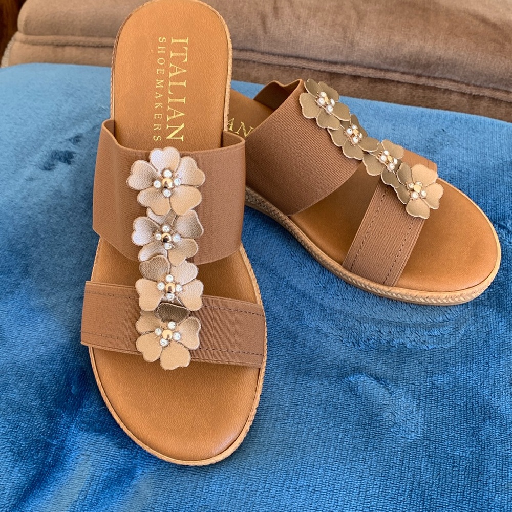 Italian Shoemakers brown wedge sandals